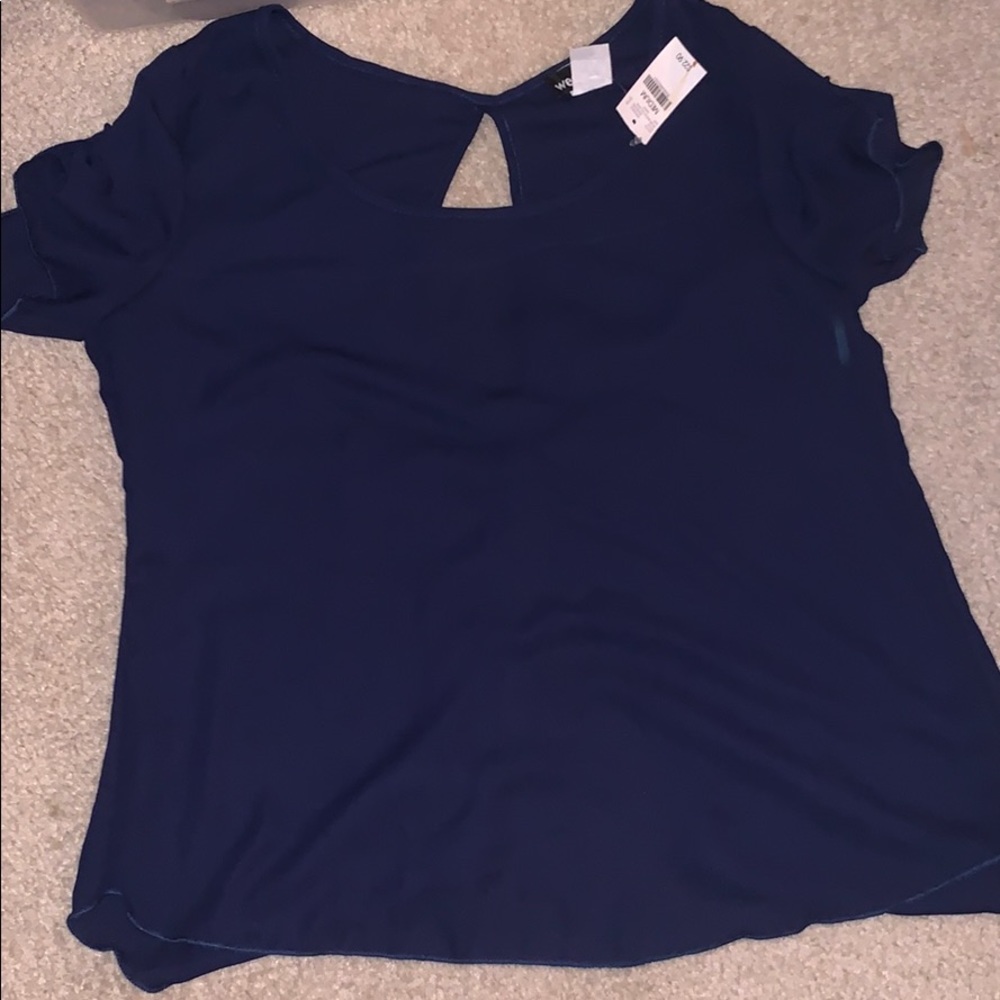 Brand new open now back blue blouse